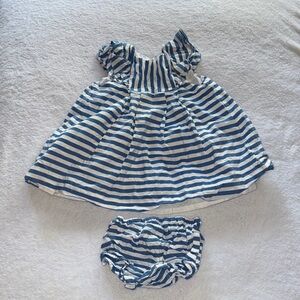Jacadi Blue and White Striped Diaper Cover Set